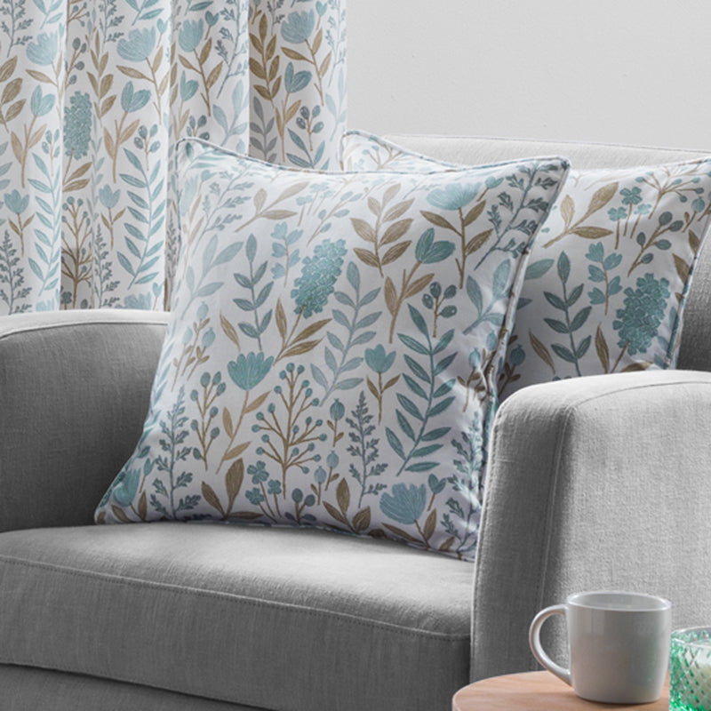 Everley Ready Made Lined Eyelet Curtains Azure