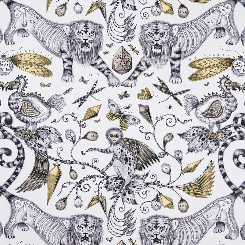 Clarke & Clarke Emma Shipley Extinct Fabric Gold