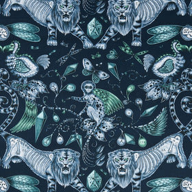 Clarke & Clarke Emma Shipley Extinct Fabric Navy