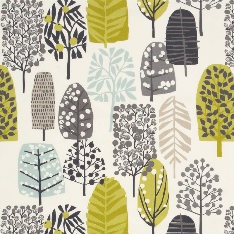 Clarke & Clarke Trad Fabric Chartreuse / Charcoal