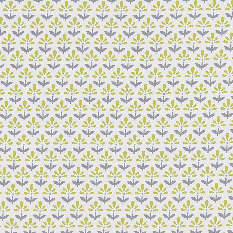 Clarke & Clarke Fleur Fabric Chartreuse Charcoal