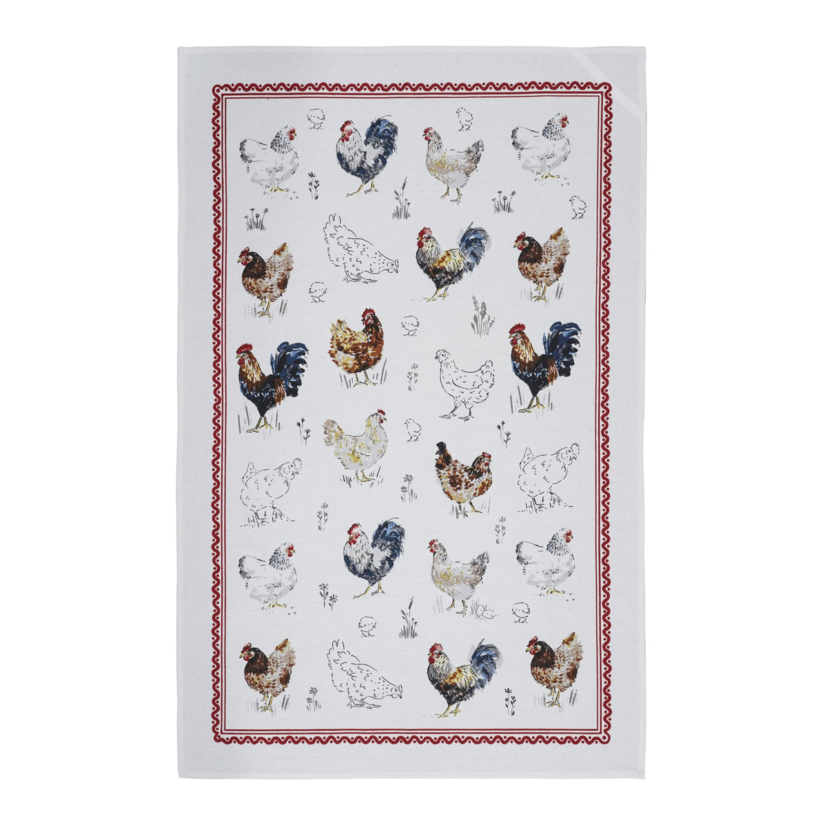 Ulster Weavers Farm Birds Tea Towel Red