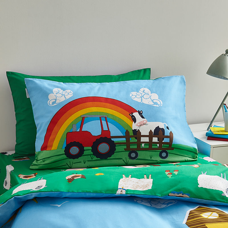 Catherine Lansfield Farmyard Animals Duvet Cover Bedding Set Blue
