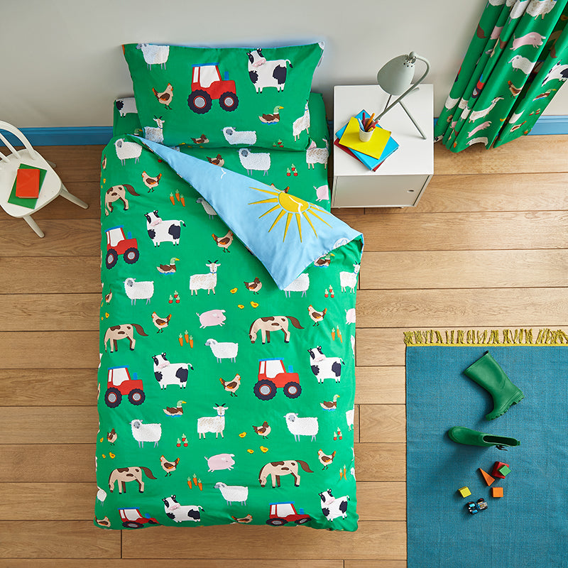 Catherine Lansfield Farmyard Animals Duvet Cover Bedding Set Blue