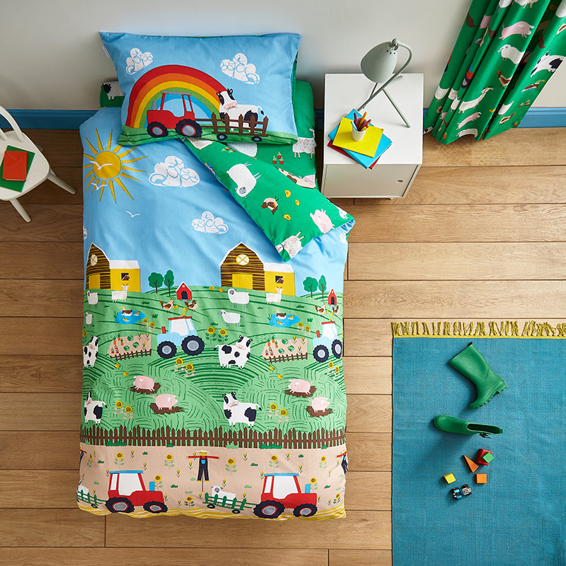 Catherine Lansfield Farmyard Animals Duvet Cover Bedding Set Blue