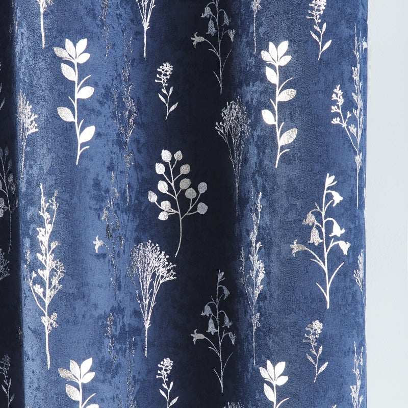Fleur Ready Made Eyelet Blockout Curtains Navy