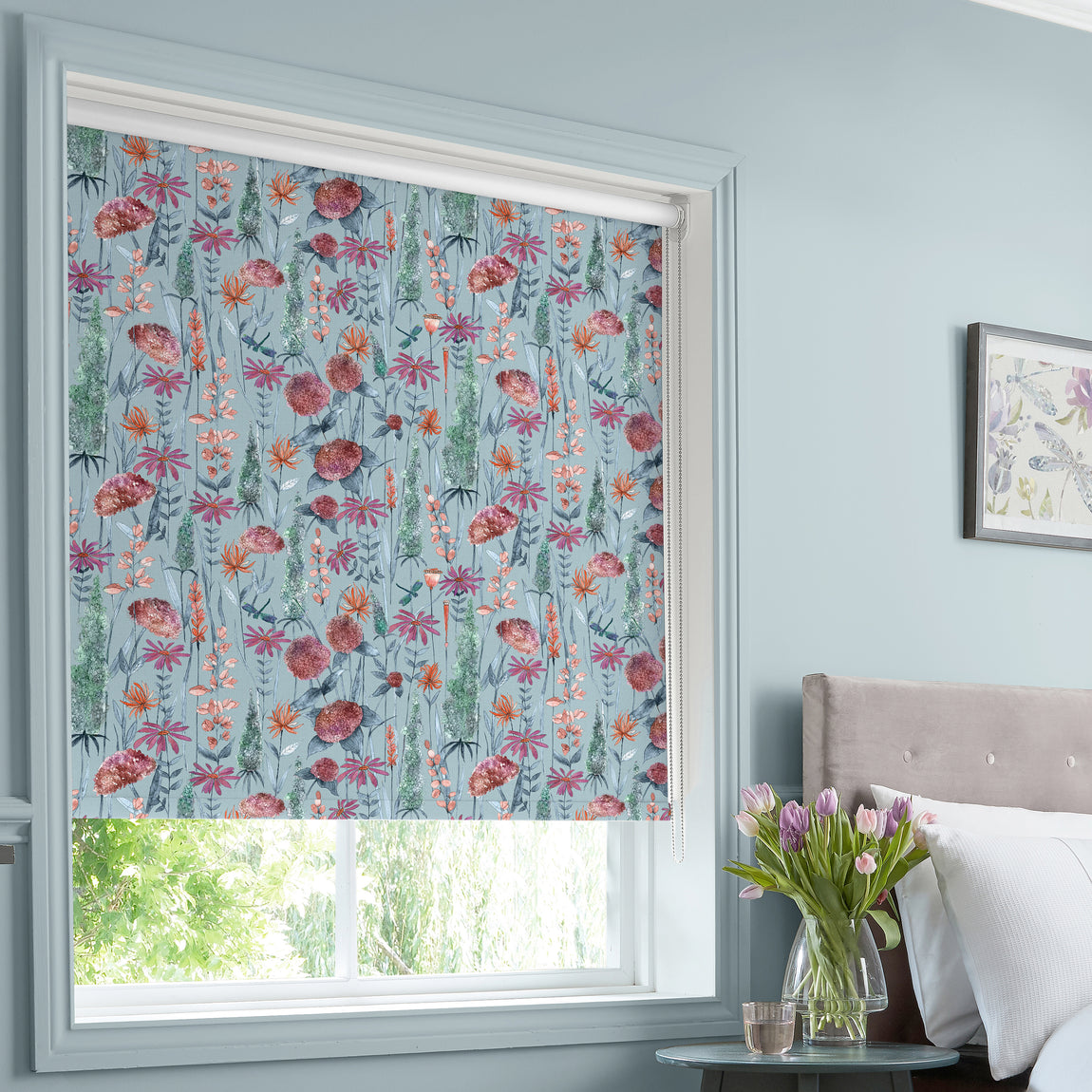 Voyage Florabunda Made to Measure Blackout Roller Blind Cornflower
