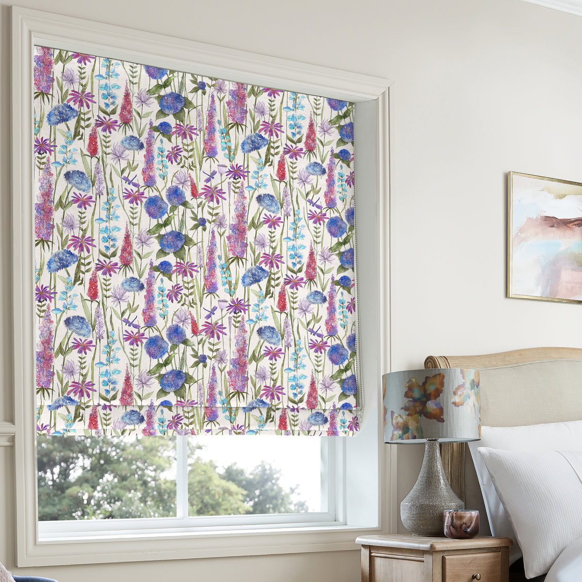 Voyage Florabunda Made to Measure Roman Blind Bluebell Ecru