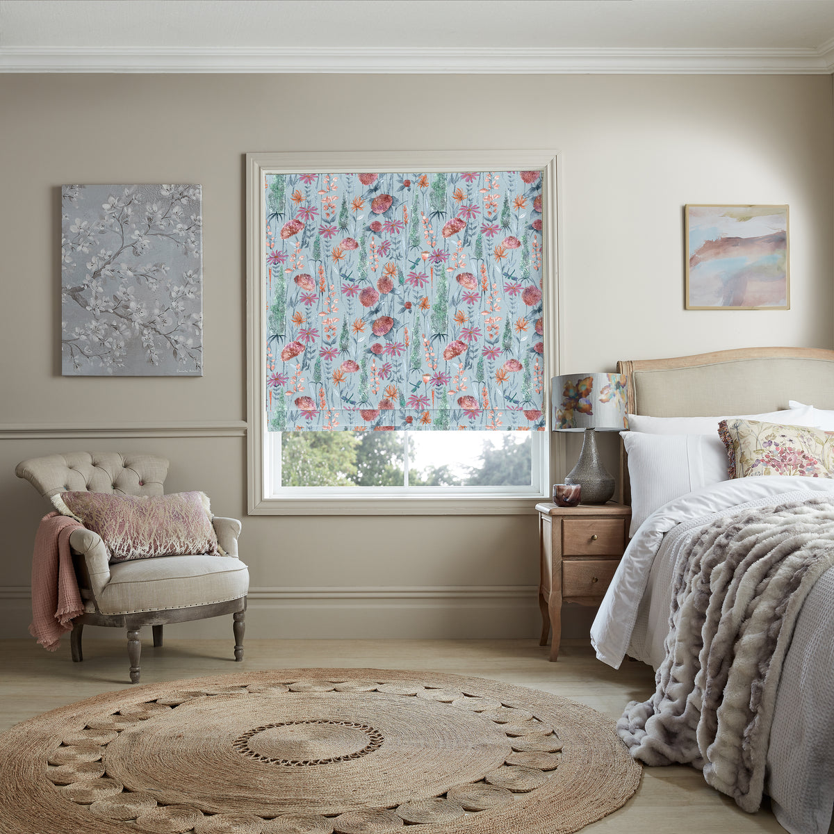 Voyage Florabunda Made to Measure Roman Blind Cornflower