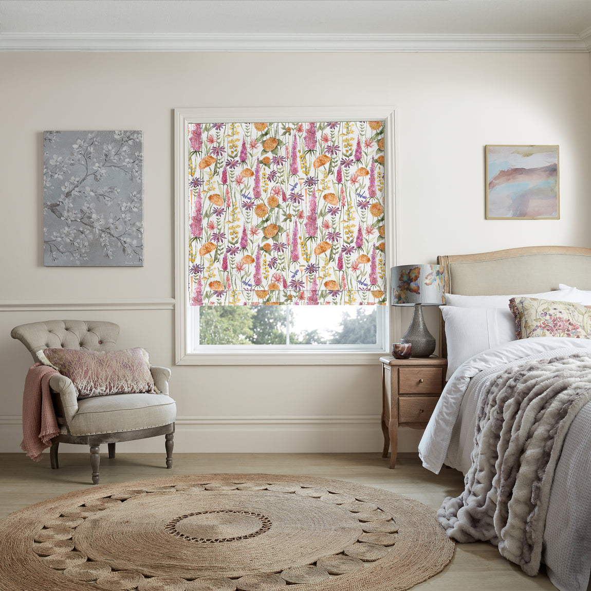 Voyage Florabunda Made to Measure Roman Blind Russett Linen