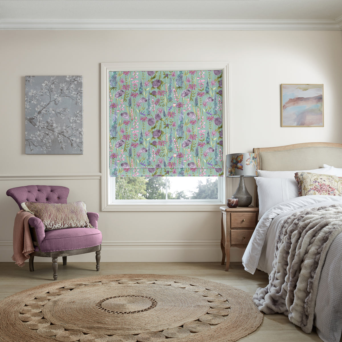 Voyage Florabunda Made to Measure Roman Blind Verde