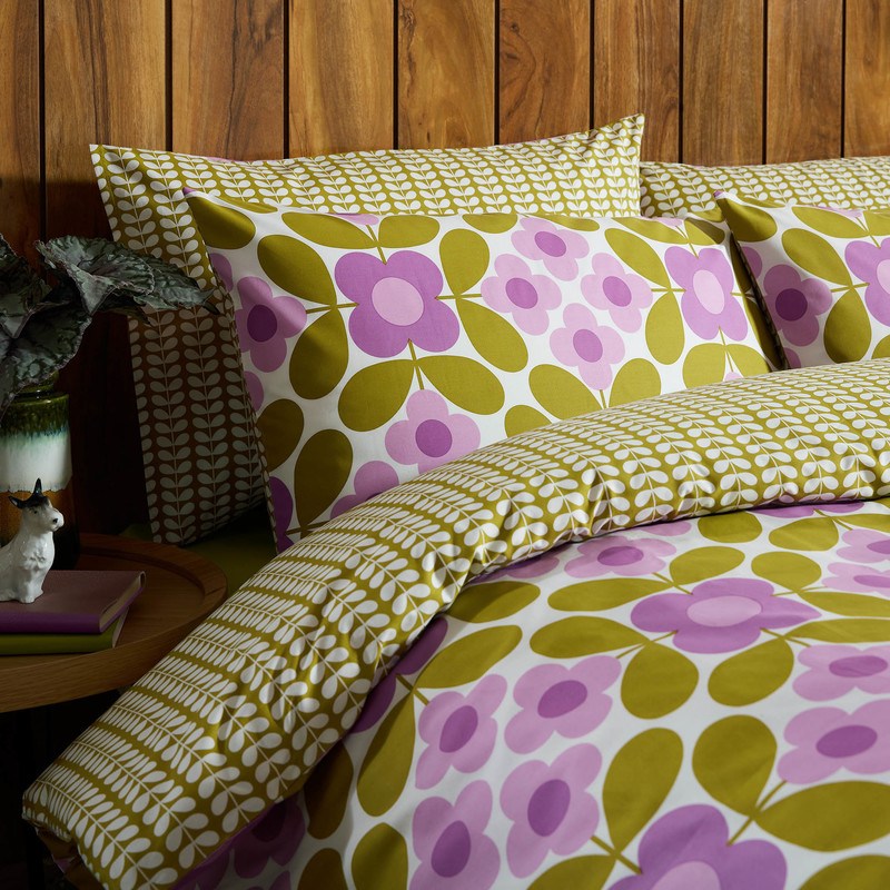 Lupin Orla Kiely Flower Tile Duvet Cover Bedding Set Terrys