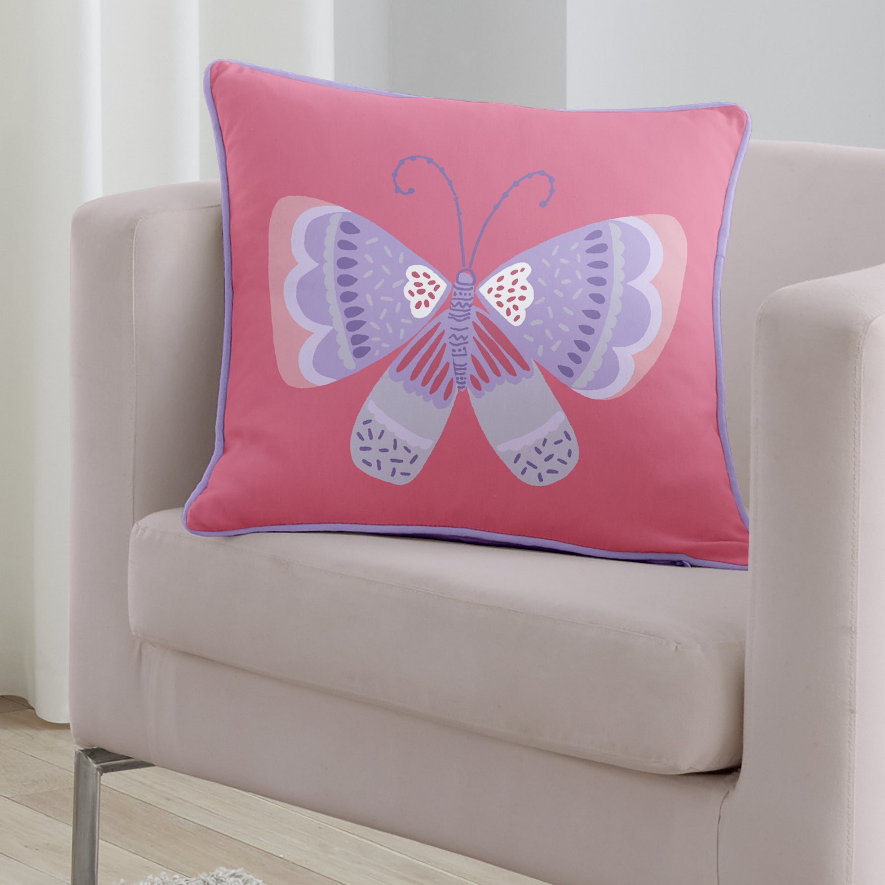 Flutterby Butterfly Filled Cushion 43cm x 43cm Pink