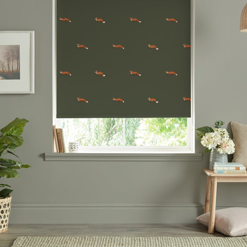 Sophie Allport Foxes Made to Measure Roller Blind Forest Green