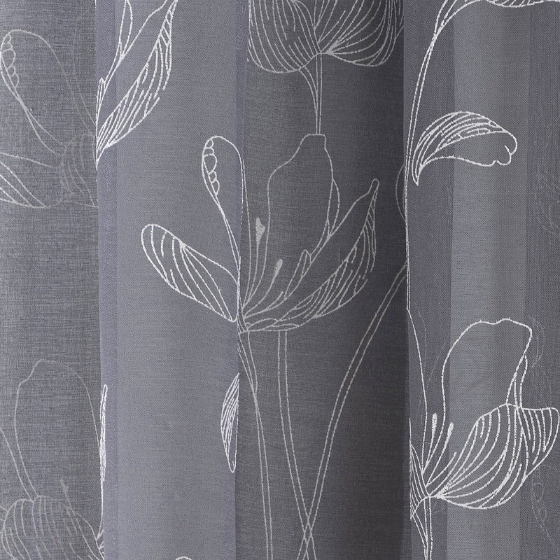 Freya Ready Made Single Voile Curtain Grey