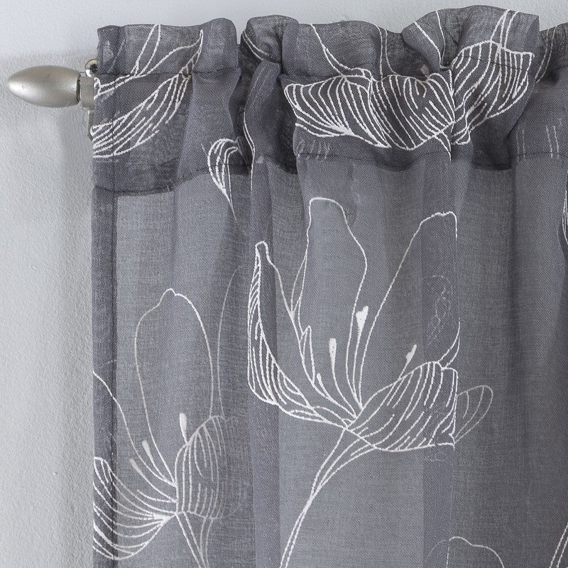Freya Ready Made Single Voile Curtain Grey