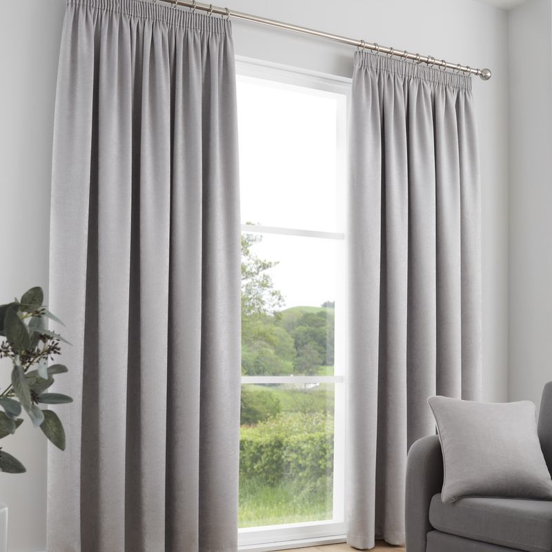 Fusion Galaxy Dimout Ready Made Pencil Pleat Curtains Silver
