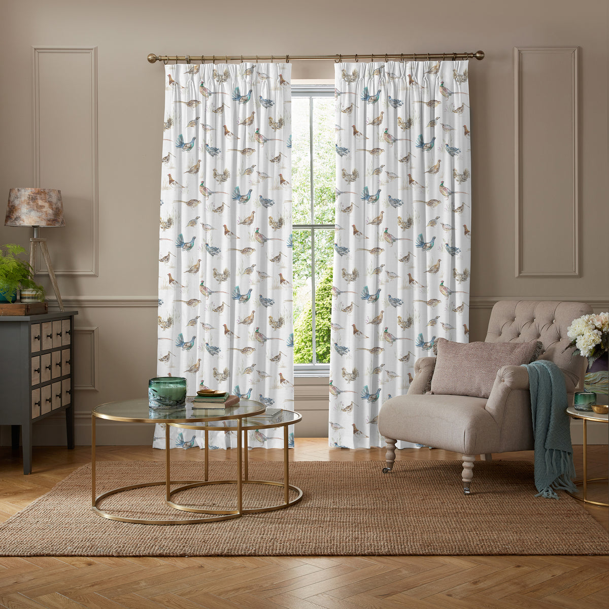 Voyage Gamebirds Made to Measure Curtain Cream