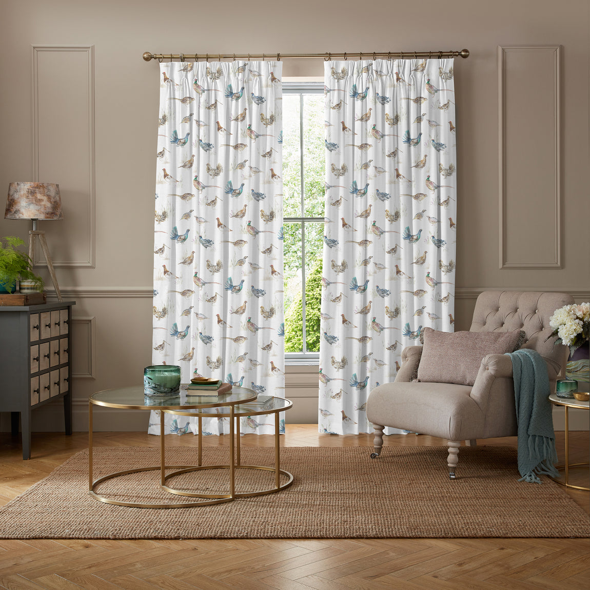 Voyage Gamebirds Made to Measure Curtain Cream