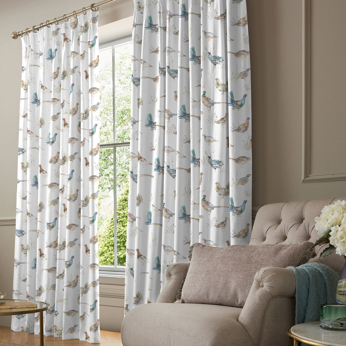 Voyage Gamebirds Made to Measure Curtain Cream