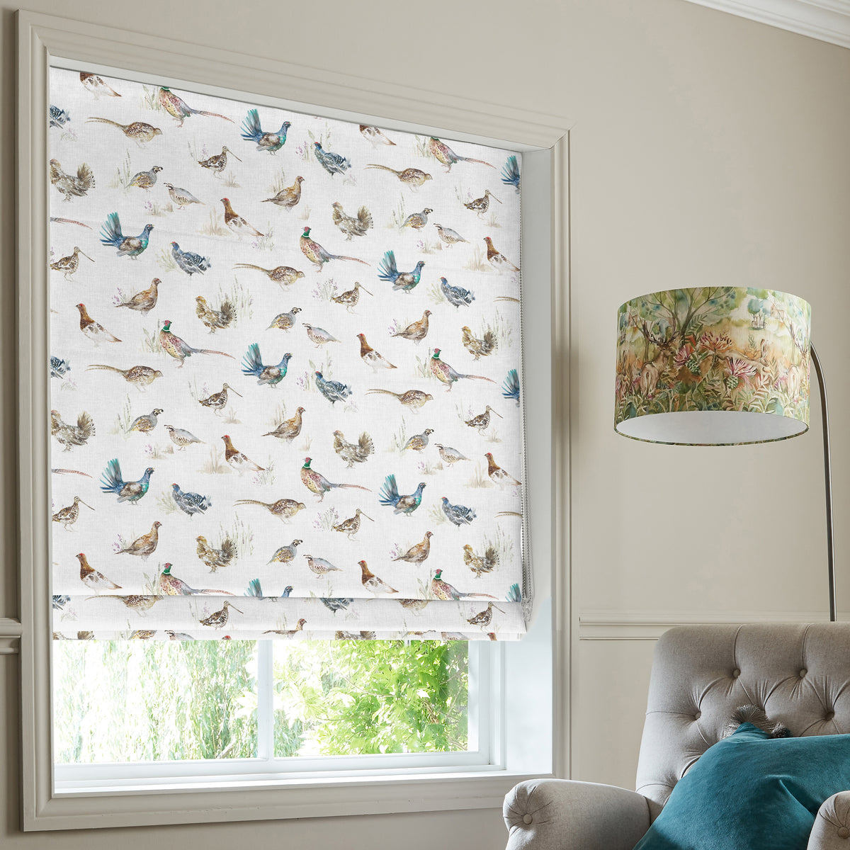 Voyage Gamebirds Made to Measure Roman Blind Cream