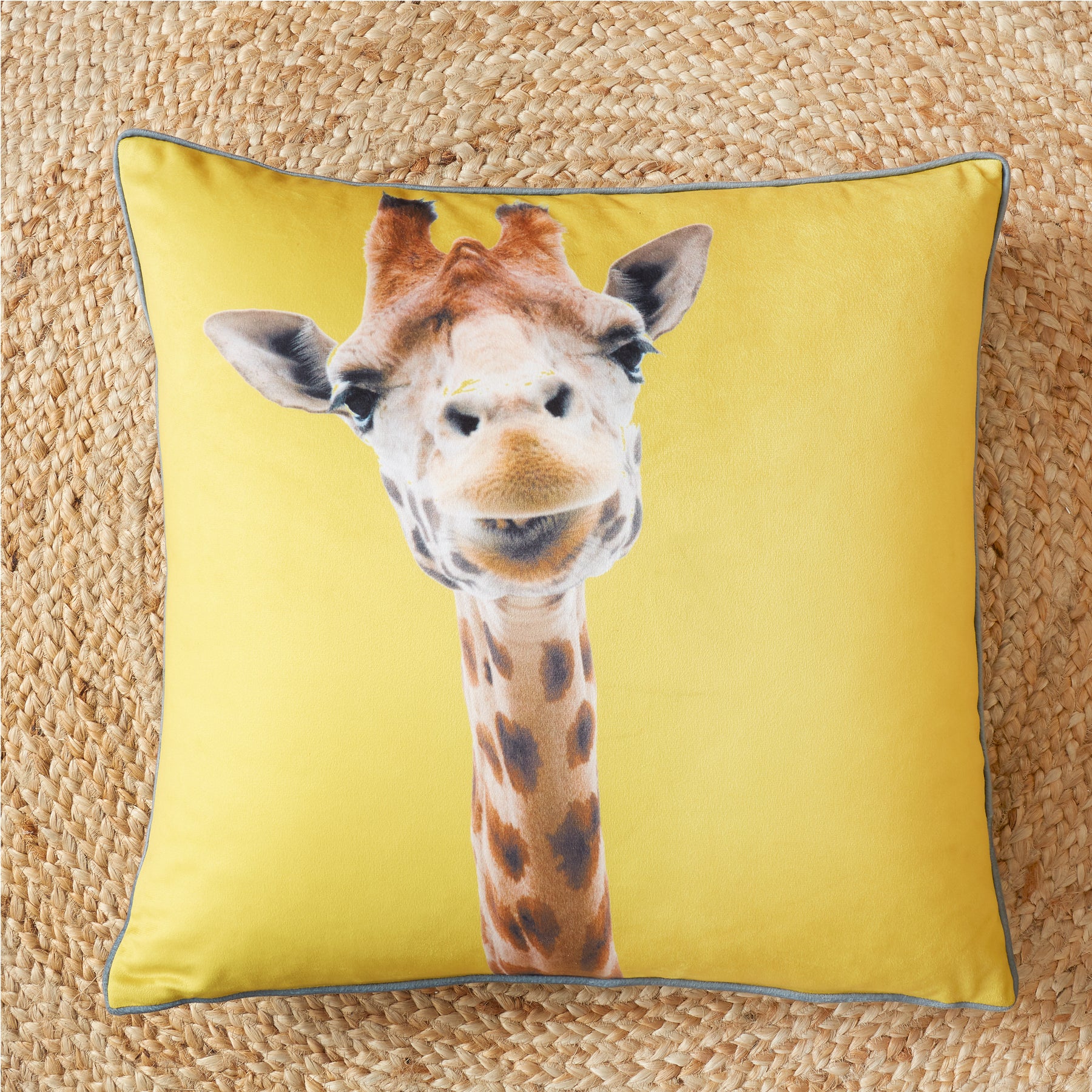 Yellow Catherine Lansfield Giraffe 55cm x 55cm Filled Cushion Terrys