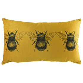 Evans Lichfield Gold Bee Velvet Boudoir Filled Cushion 30cm x 50cm