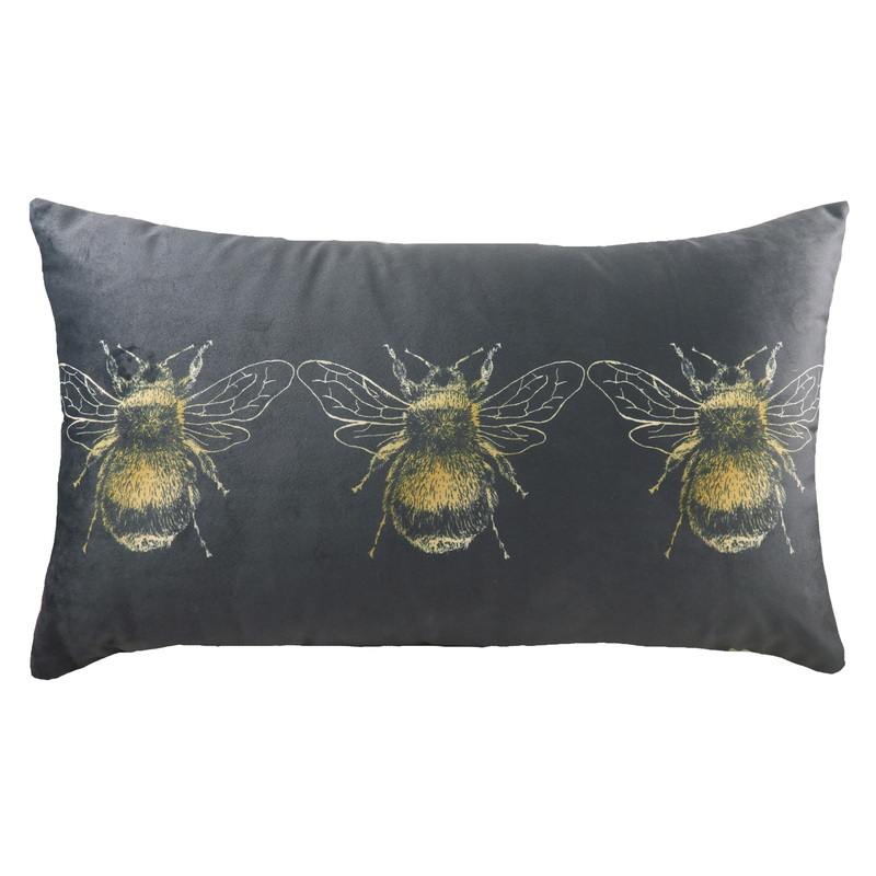 Gold Bee Velvet Filled Boudoir 30cm x 50cm Grey