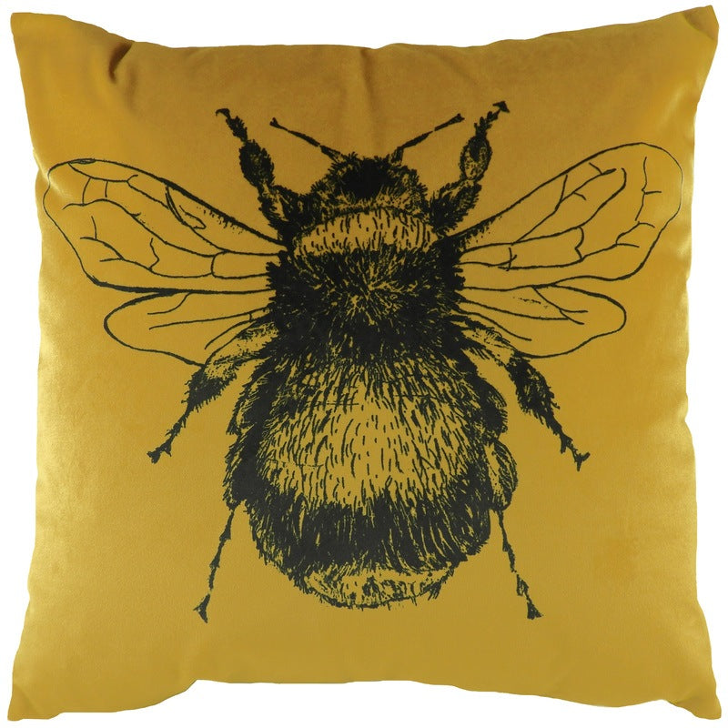 Evans Lichfield Gold Bee Velvet Filled Cushion 43cm x 43cm