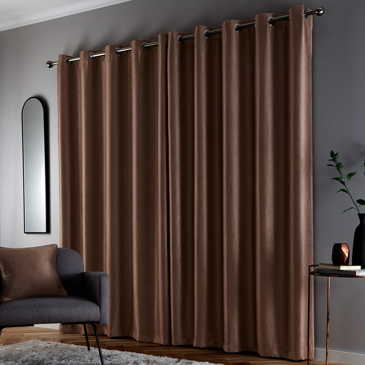Goodwood Blockout Ready Made Eyelet Curtains Bronze
