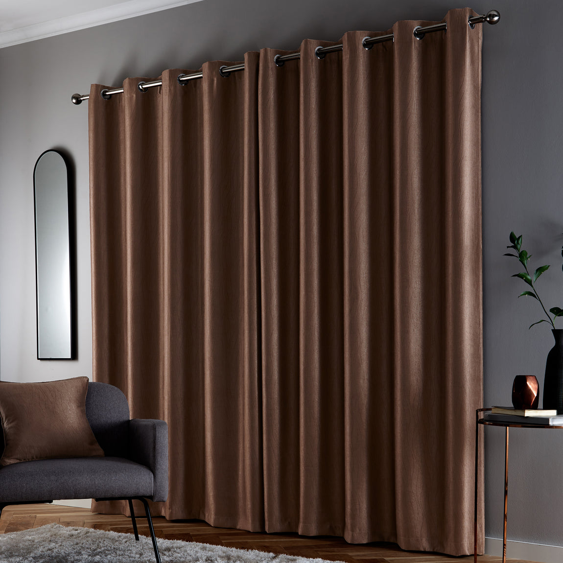 Goodwood Blockout Ready Made Eyelet Curtains Bronze