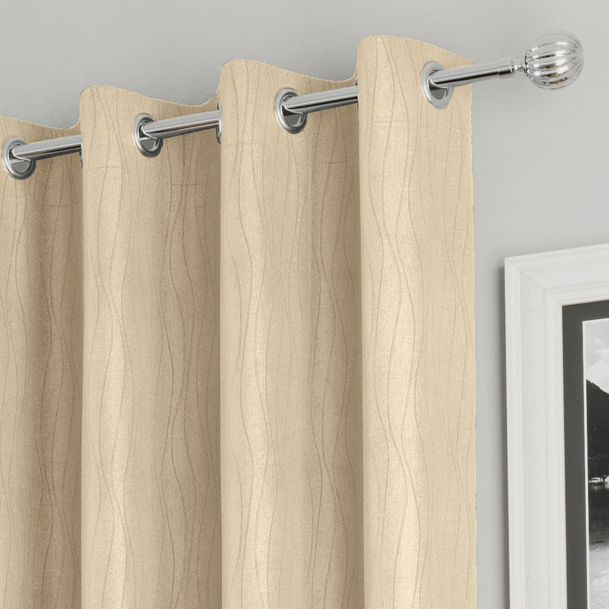 Goodwood Blockout Ready Made Eyelet Curtains Cream