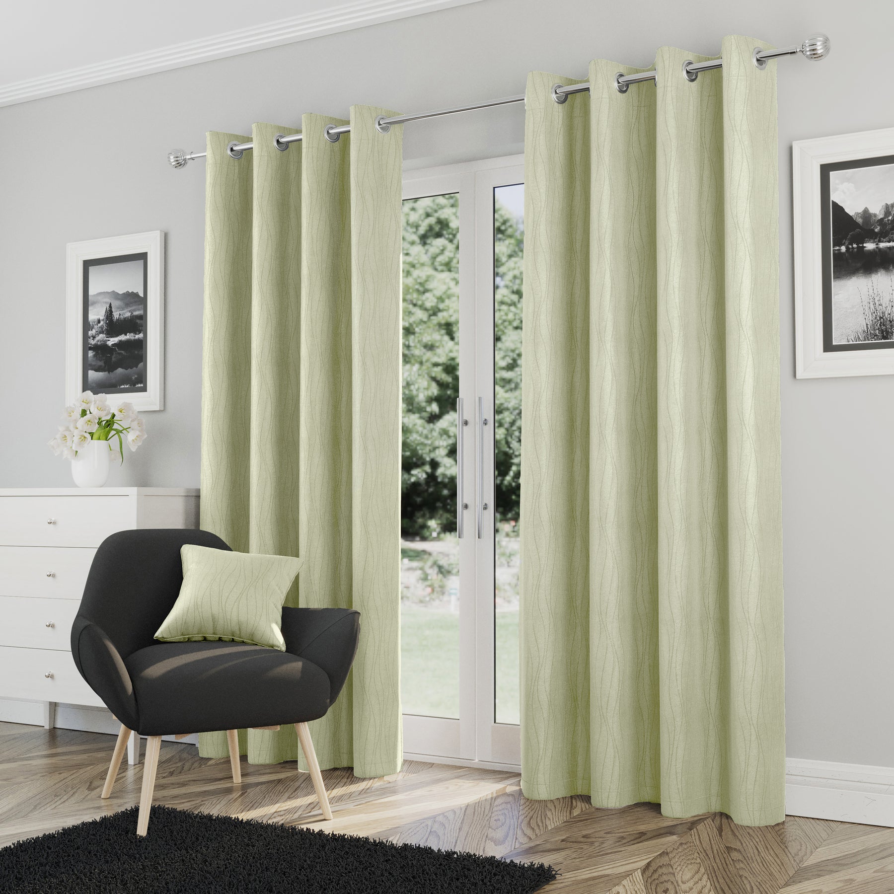 Goodwood Ready Made Eyelet Blockout Curtains Green