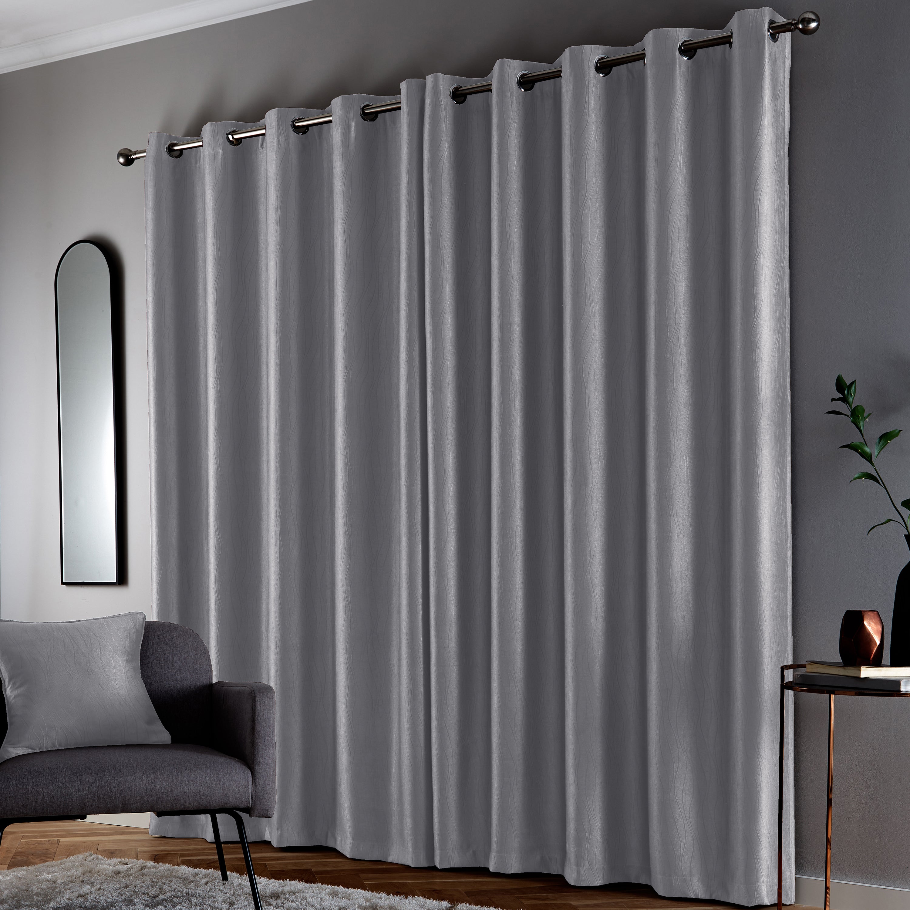 thumbnail image 2 of Lifejoy Blockout Eyelet Curtain – Navy, 300cm X 230cm, Blackout Fabric, Pure Darkening 2 of 4