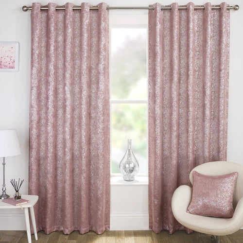 Halo Blockout Ready Made Eyelet Curtains Pink