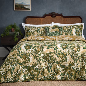 Paoletti Harewood Duvet Cover Bedding Set Emerald