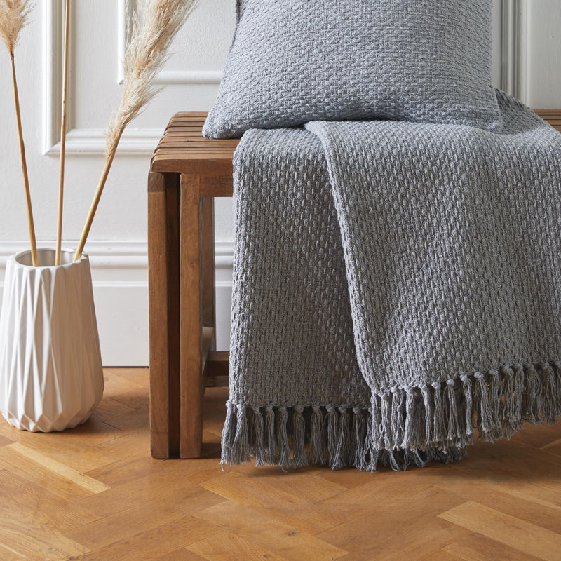 Hayden Throws and Cushion Grey
