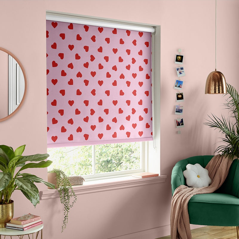 Skinnydip Hearts Made To Measure Blackout Roller Blind Pink