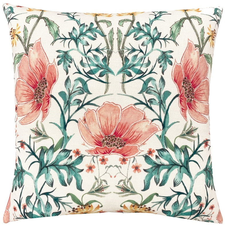 Heritage Peony Filled Cushion 43cm x 43cm Coral