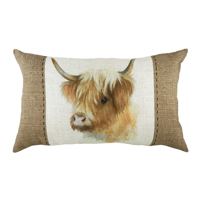 Evans Lichfield Hessian Cow Boudoir Filled Cushion 30cm x 50cm White