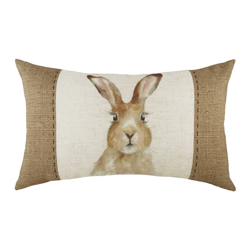 Hessian Hare Filled Boudoir 30cm x 50cm White