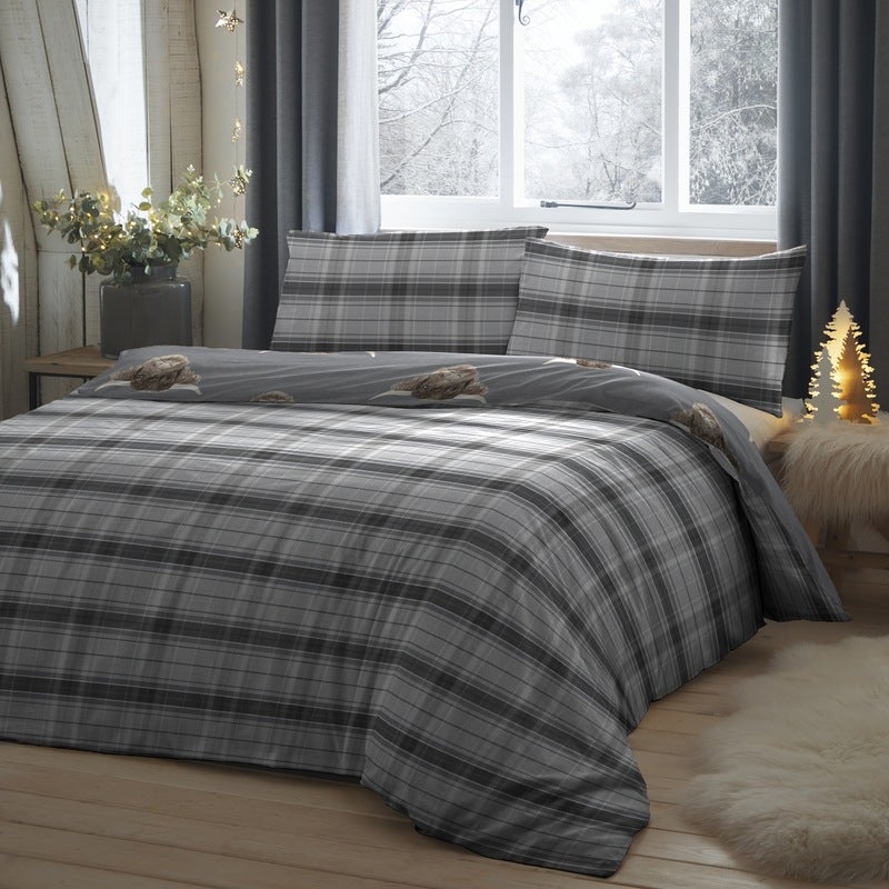 Fusion Highland Cow Duvet Cover Bedding Set Grey