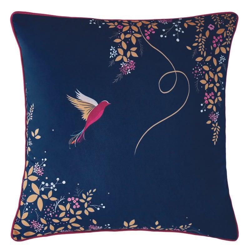 Sara Miller Hummingbird Filled Cushion 50cm x 50cm Navy