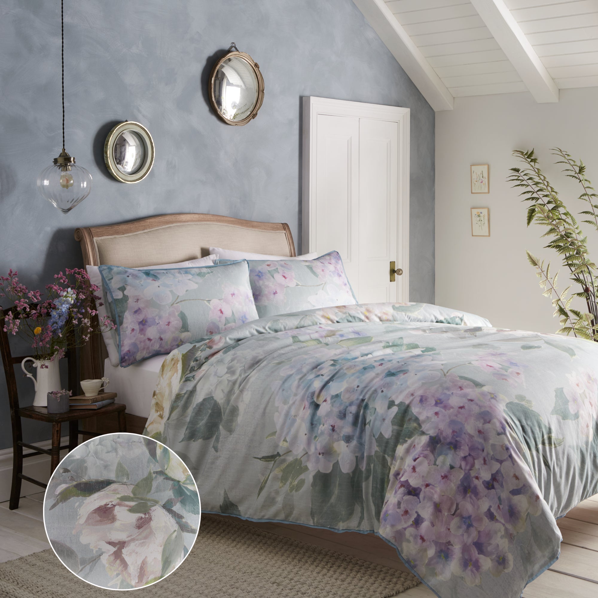 Seafoam Appletree Heritage Hydrangea Duvet Cover Bedding Set Terrys