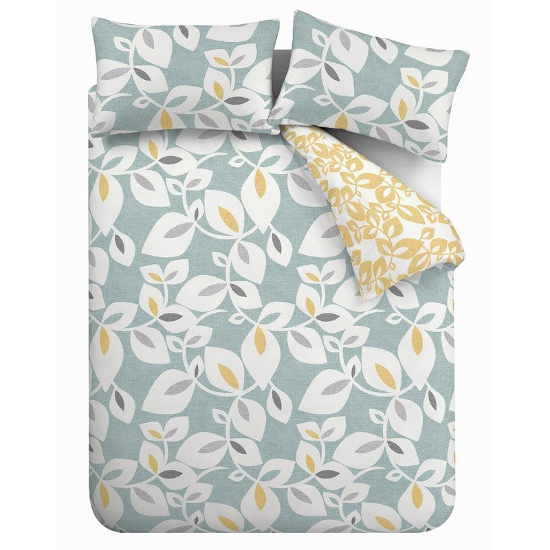 Catherine Lansfield Inga Leaf Duvet Cover Bedding Set Teal