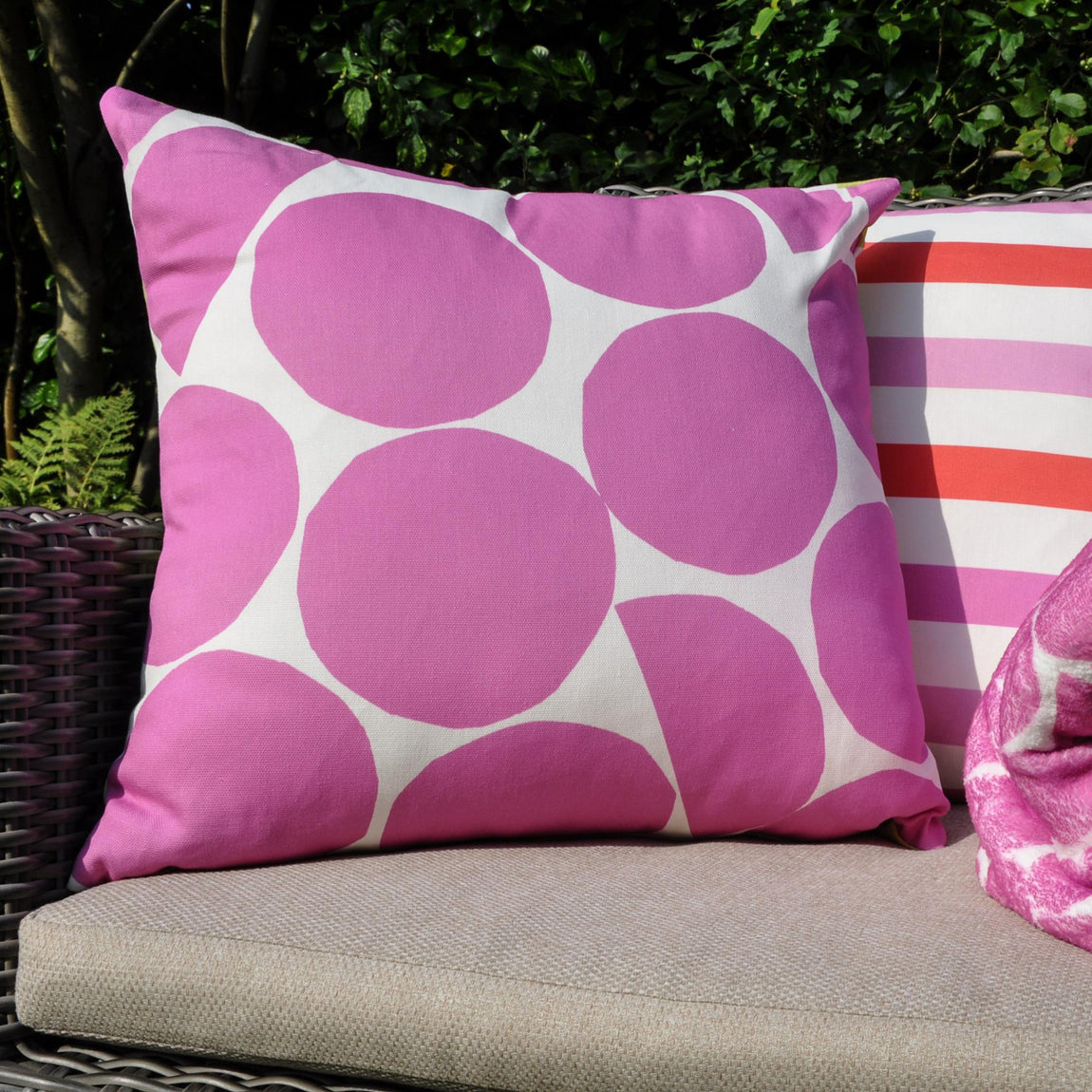 Fusion Ingo Outdoor Filled Cushion 43cm x 43cm Pink Green