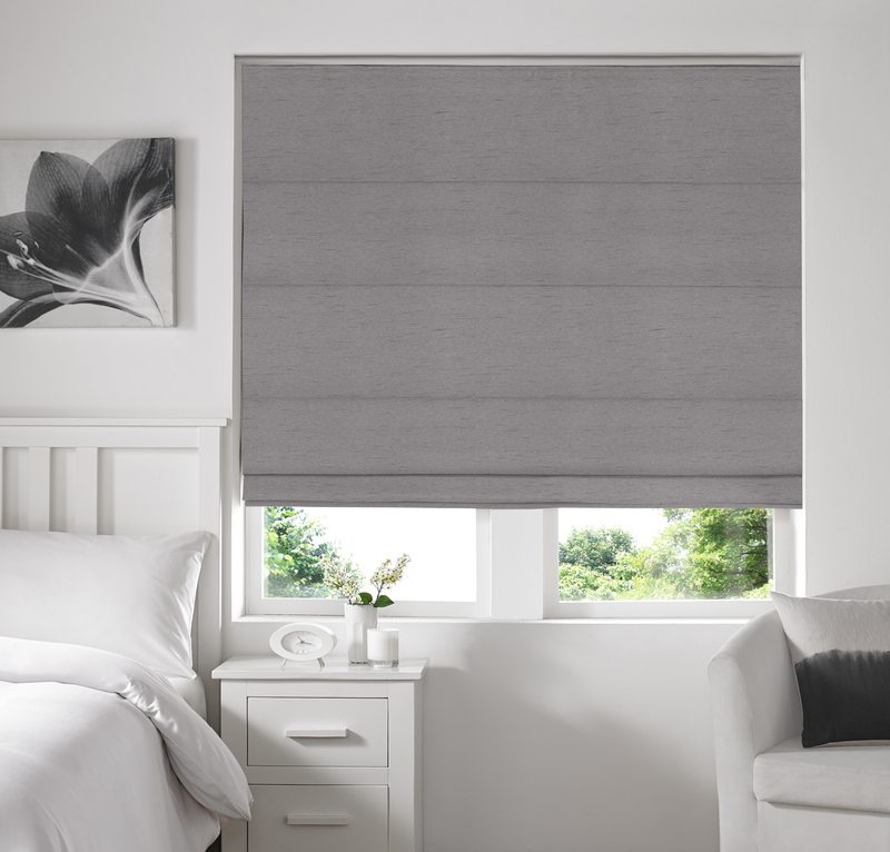 Iowa Silk Essence Made to Measure Roman Blind Platinum