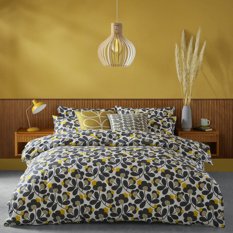 Orla Kiely Japonica Flower Duvet Cover in Dandelion Graphite 96 Star
