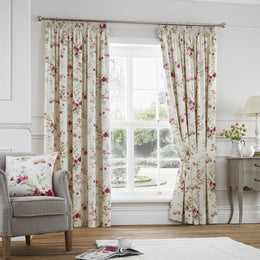 Dreams & Drapes Jeannie Lined Ready Made Pencil Pleat Curtains Red