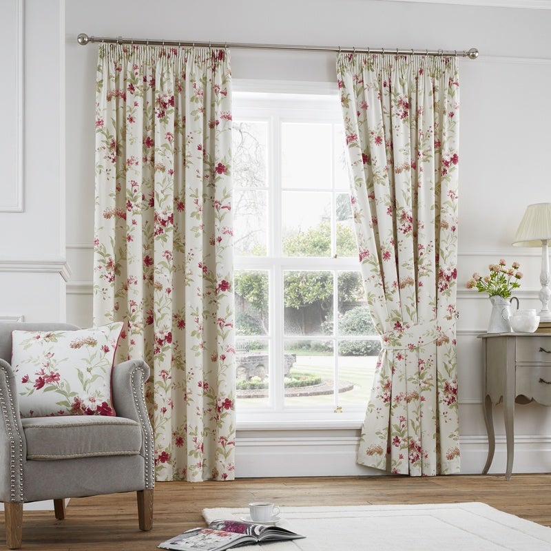 Dreams & Drapes Jeannie Lined Ready Made Pencil Pleat Curtains Red